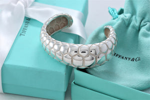 Tiffany & Co. Nature Silver Crocodile Texture Cuff Bracelet