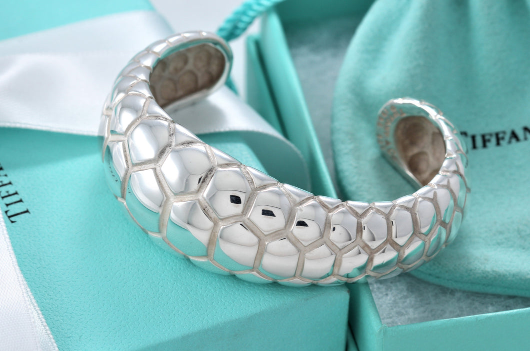 Tiffany & Co. Nature Silver Crocodile Texture Cuff Bracelet