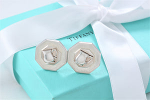 Tiffany & Co. Mens Silver  ''Maker of Excellence'' Octagon Cup Cufflinks
