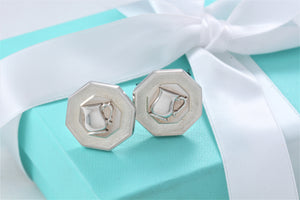 Tiffany & Co. Mens Silver  ''Maker of Excellence'' Octagon Cup Cufflinks