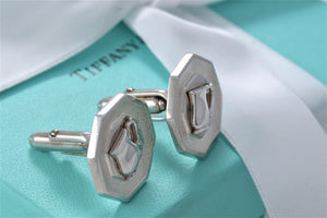 Tiffany & Co. Mens Silver  ''Maker of Excellence'' Octagon Cup Cufflinks