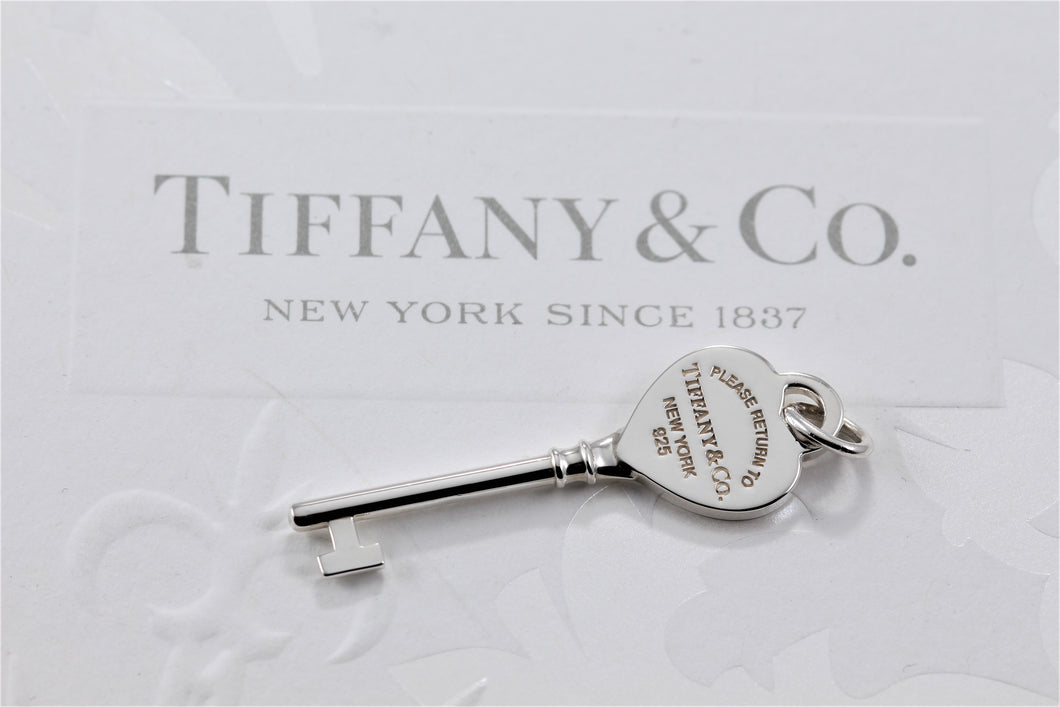 Please Return to Tiffany Silver Heart Key Charm 1.25