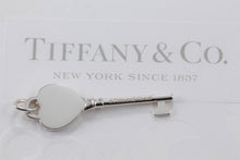 Load image into Gallery viewer, Please Return to Tiffany Silver Heart Key Charm 1.25&quot; Pendant
