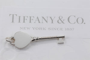 Please Return to Tiffany Silver Heart Key Charm 1.25" Pendant