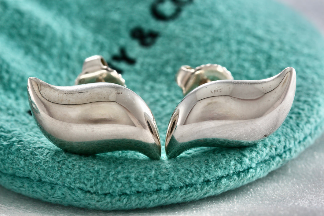 Tiffany & Co. Elsa Peretti Silver Feather Stud Earrings