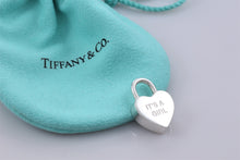 Load image into Gallery viewer, Tiffany &amp; Co. Silver &#39;&#39;Its A Girl&#39;&#39; Heart Padlock Pendant
