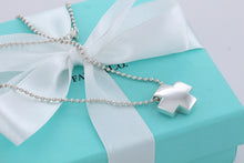 Load image into Gallery viewer, Tiffany &amp; Co. Silver Puffy Cross Beaded Chain Necklace
