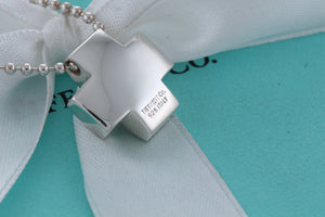 Tiffany & Co. Silver Puffy Cross Beaded Chain Necklace