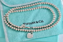 Load image into Gallery viewer, Return To Tiffany &amp; Co. Silver Blue Enamel Heart Charm Mini Ball Beaded Necklace
