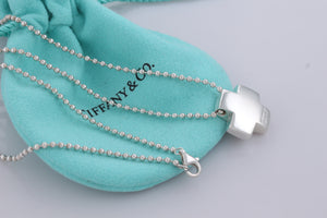 Tiffany & Co. Silver Puffy Cross Beaded Chain Necklace