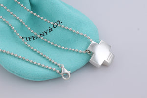 Tiffany & Co. Silver Puffy Cross Beaded Chain Necklace