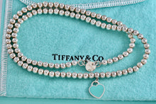 Load image into Gallery viewer, Return To Tiffany &amp; Co. Silver Blue Enamel Heart Charm Mini Ball Beaded Necklace
