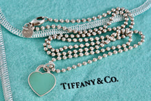 Load image into Gallery viewer, Return To Tiffany &amp; Co. Silver Small Blue Enamel Heart Charm Beaded Chain Necklace
