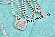 Load image into Gallery viewer, Return To Tiffany &amp; Co. Silver Small Blue Enamel Heart Charm Beaded Chain Necklace
