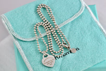 Load image into Gallery viewer, Return To Tiffany &amp; Co. Silver Small Blue Enamel Heart Charm Beaded Chain Necklace
