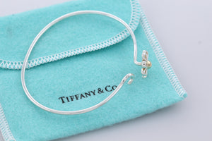 Tiffany & Co. Paloma Picasso Gold & Silver Daisy Flower Hook Bangle Bracelet