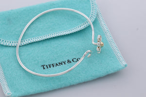 Tiffany & Co. Paloma Picasso Gold & Silver Daisy Flower Hook Bangle Bracelet