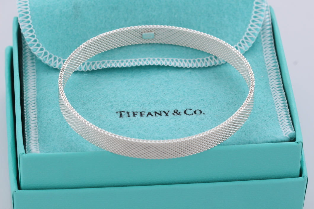 Tiffany & Co. Silver Somerset Narrow Solid Mesh Bangle Bracelet