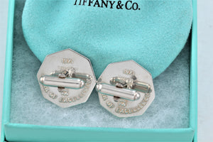 Tiffany & Co. Mens Silver  ''Maker of Excellence'' Octagon Cup Cufflinks