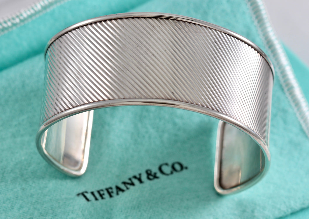 Tiffany & Co. Silver Wide Ribbed Cuff Bracelet Vintage