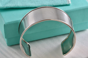 Tiffany & Co. Silver Wide Ribbed Cuff Bracelet Vintage