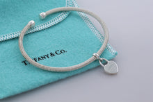 Load image into Gallery viewer, Return To Tiffany &amp; Co. Silver Dangling Heart Charm Mesh Cuff Bracelet
