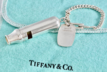 Load image into Gallery viewer, Tiffany &amp; Co. Vintage Silver Tube Whistle Rectangle Tag Keychain
