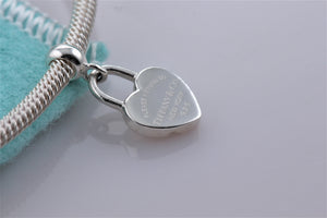 Return To Tiffany & Co. Silver Dangling Heart Charm Mesh Cuff Bracelet