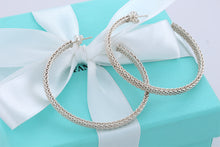 Load image into Gallery viewer, Tiffany &amp; Co. Silver Mesh Large Narrow Hoop Earrings
