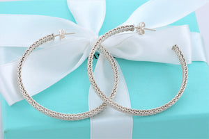 Tiffany & Co. Silver Mesh Large Narrow Hoop Earrings