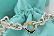 Load image into Gallery viewer, Tiffany &amp; Co. 18K Gold &amp; Silver Heart Link Toggle Closure Bracelet
