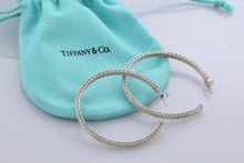 Load image into Gallery viewer, Tiffany &amp; Co. Silver Mesh Large Narrow Hoop Earrings
