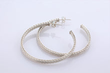 Load image into Gallery viewer, Tiffany &amp; Co. Silver Mesh Large Narrow Hoop Earrings
