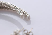Load image into Gallery viewer, Tiffany &amp; Co. Silver Mesh Large Narrow Hoop Earrings
