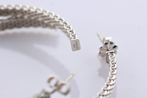 Tiffany & Co. Silver Mesh Large Narrow Hoop Earrings
