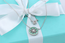 Load image into Gallery viewer, Tiffany &amp; Co. Nature Silver Blue Enamel Daisy Round Charm Necklace
