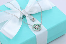 Load image into Gallery viewer, Tiffany &amp; Co. Nature Silver Blue Enamel Daisy Round Charm Necklace
