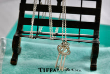 Load image into Gallery viewer, Tiffany &amp; Co. Silver Mini Oval, Heart &amp; Trefoil Triple Key Pendant 20&quot; Necklace
