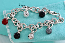 Load image into Gallery viewer, Tiffany &amp; Co. Hardwear Silver Fascination Hematite Carnelian and Onyx Dangle Ball Bracelet
