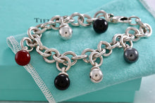 Load image into Gallery viewer, Tiffany &amp; Co. Hardwear Silver Fascination Hematite Carnelian and Onyx Dangle Ball Bracelet
