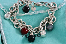 Load image into Gallery viewer, Tiffany &amp; Co. Hardwear Silver Fascination Hematite Carnelian and Onyx Dangle Ball Bracelet
