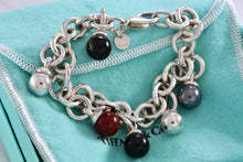 Load image into Gallery viewer, Tiffany &amp; Co. Hardwear Silver Fascination Hematite Carnelian and Onyx Dangle Ball Bracelet
