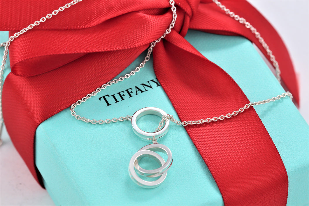 Tiffany & Co. 1837 Silver Interlocking Circles Dangling Lariat Necklace