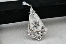 Load image into Gallery viewer, Theda Sterling Silver Mother Of Pearl Star of David Pendulum Rhinestone Charm Pendant
