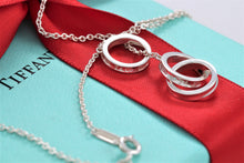 Load image into Gallery viewer, Tiffany &amp; Co. 1837 Silver Interlocking Circles Dangling Lariat Necklace
