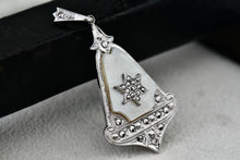 Load image into Gallery viewer, Theda Sterling Silver Mother Of Pearl Star of David Pendulum Rhinestone Charm Pendant
