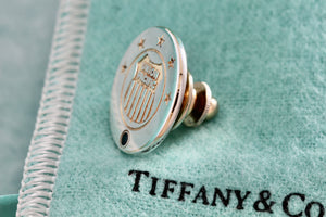 Tiffany & Co. Vintage 14K Gold Inlay Blue Sapphire Silver Union Pacific 5 Star Brooch Pin
