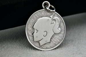 Lamode Sterling Silver "Little Girl" Round Circle Charm Pendant