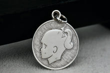 Load image into Gallery viewer, Lamode Sterling Silver &quot;Little Girl&quot; Round Circle Charm Pendant
