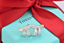 Load image into Gallery viewer, Tiffany &amp; Co. Silver Ribbon Bow Stud Earrings Vintage
